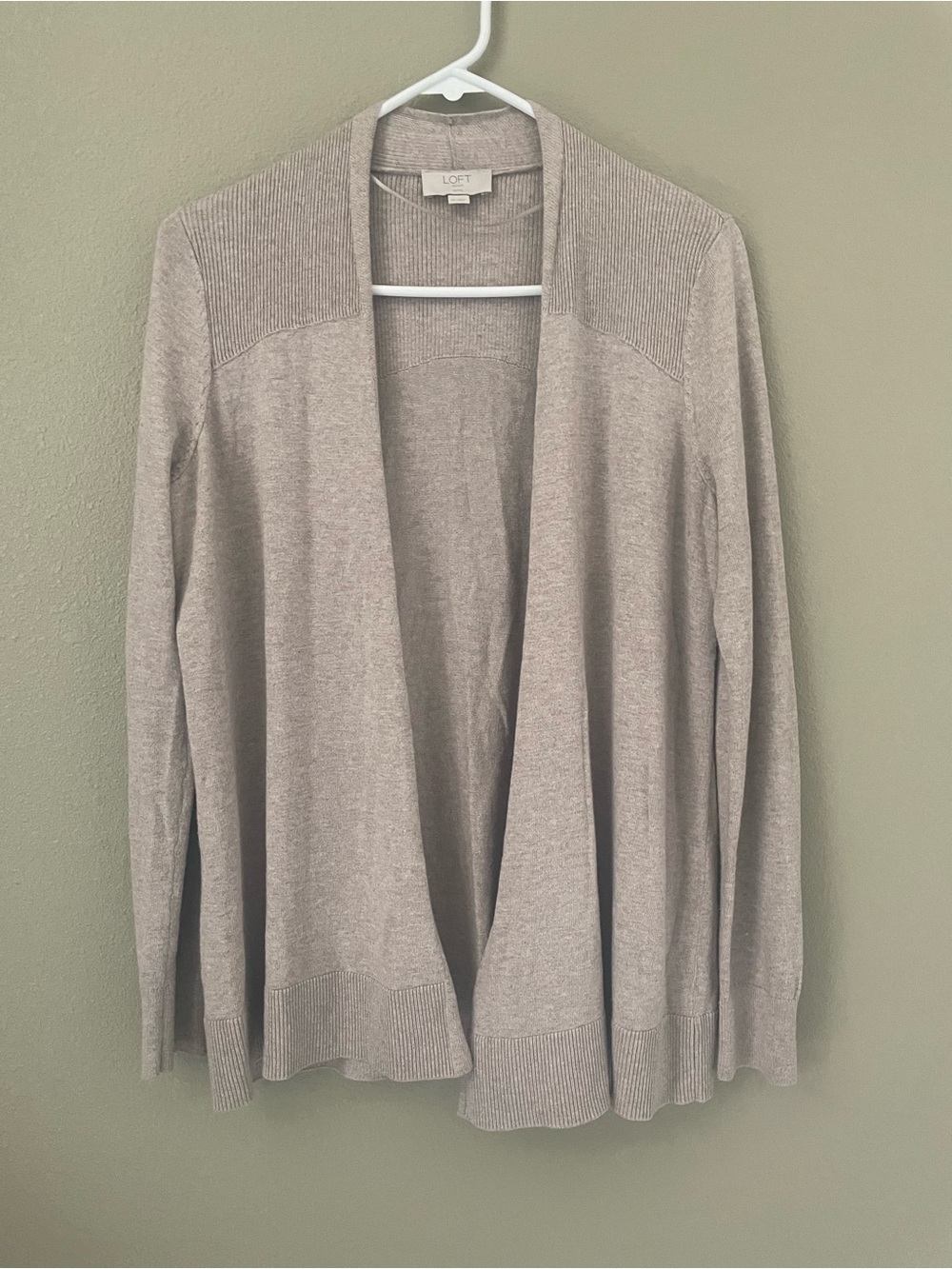 LOFT Outlet Light Taupe Beige Open-Front Cardigan